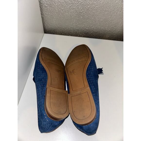 Franco Sarto Preppy Academia Casual Business Suede Perforated Tassle Loafers - Picture 7 of 8